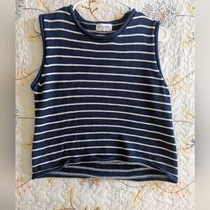 Navy and White Striped Sweater Tank 100% Cotton
